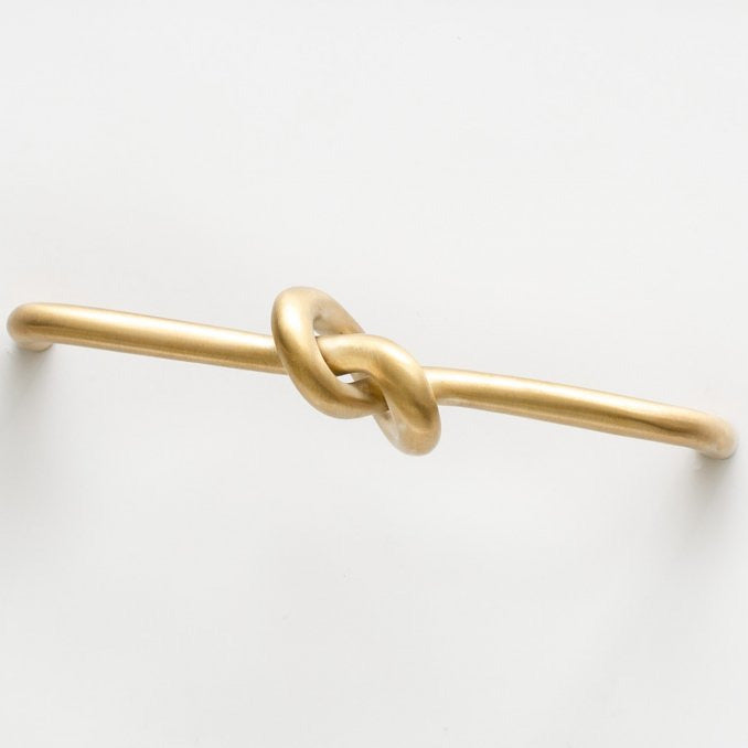 Brushed Unlacquered Brass "Knot" 5 in. Drawer Pull - Forge Hardware Studio