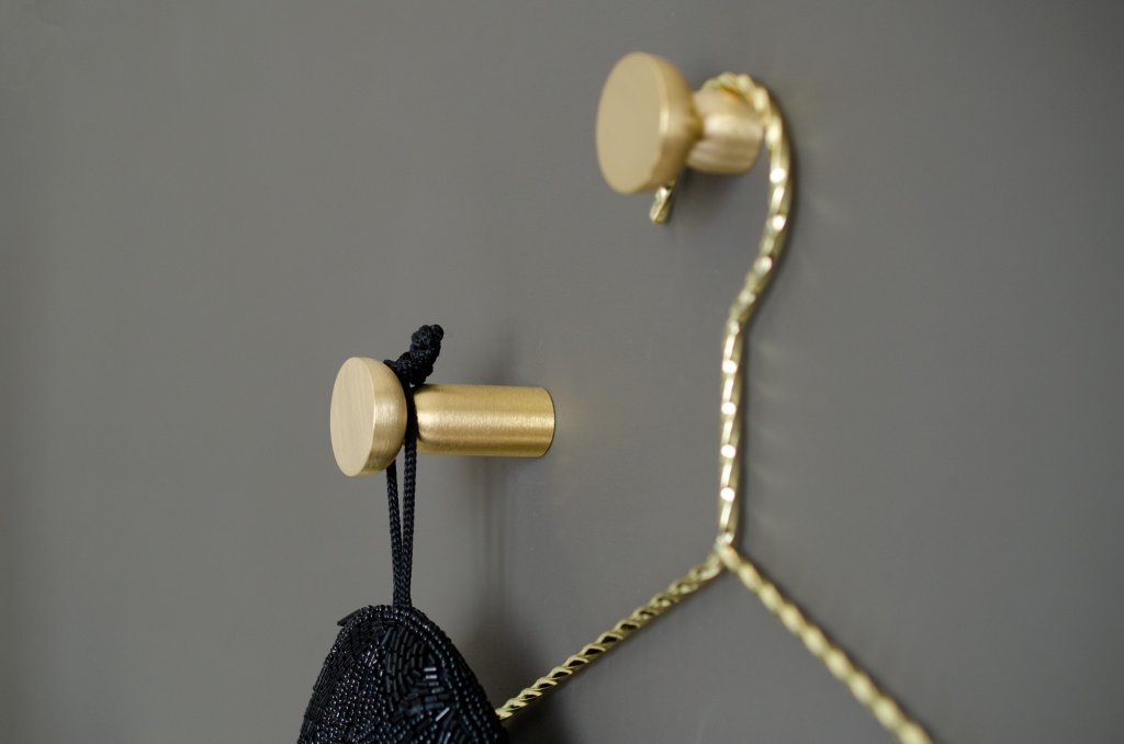 Unlacquered Brushed Brass "Pedestal Bowl" Round Wall Hook - Forge Hardware Studio