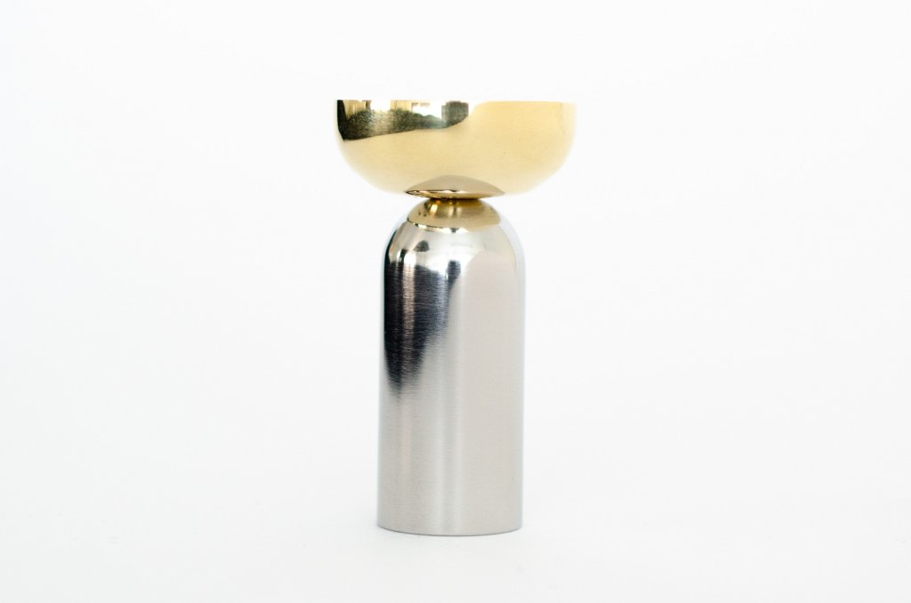 Brass and Nickel "Pedestal Bowl" Round Wall Hook - Forge Hardware Studio