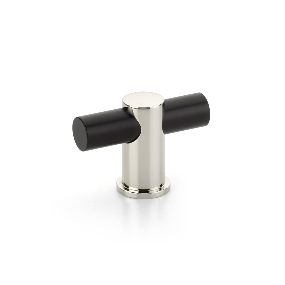 Matte Black and Polished Nickel "Fonce" Round T-Bar Cabinet Knobs and Drawer Pulls - Brass Cabinet Hardware
