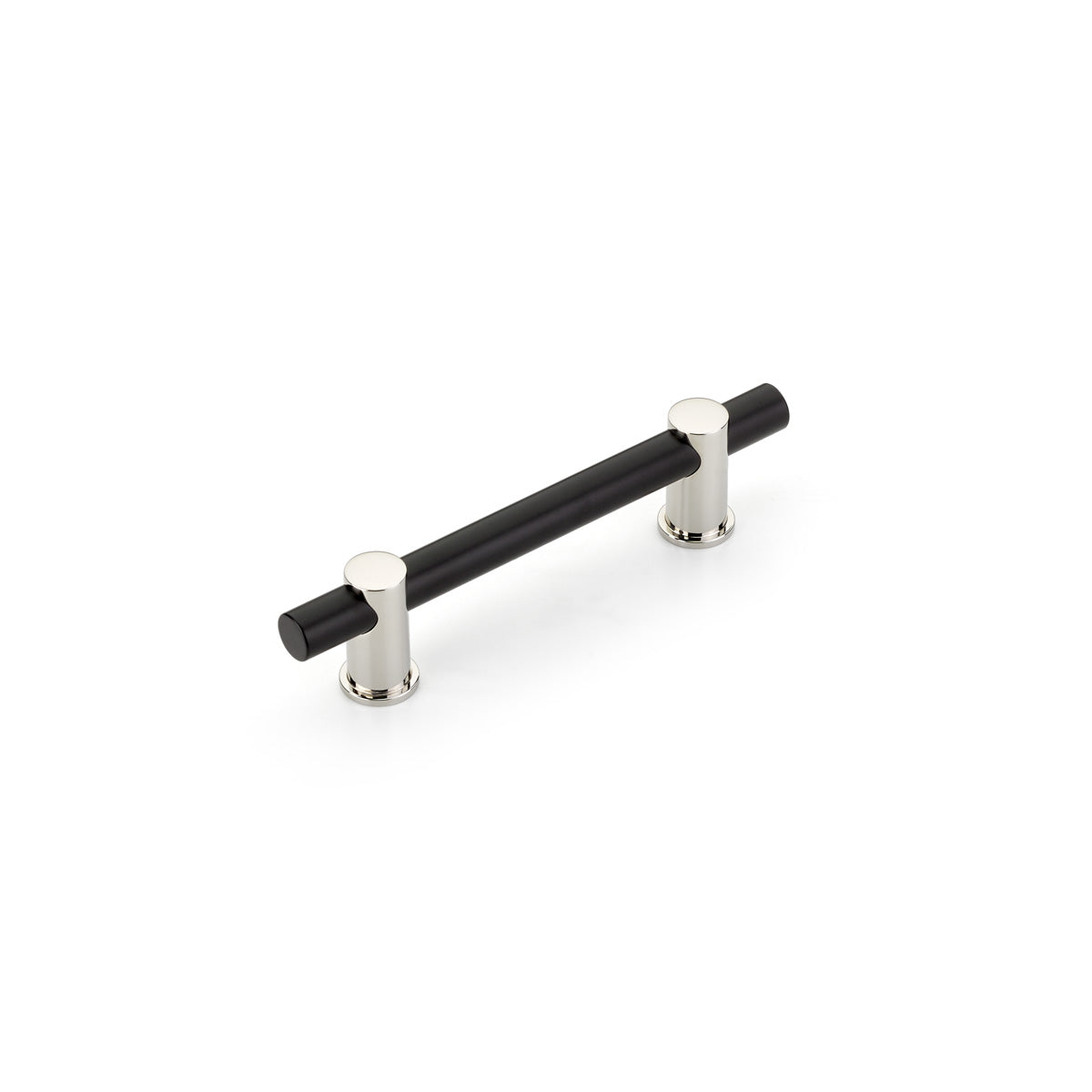 Matte Black and Polished Nickel "Fonce" Round T-Bar Cabinet Knobs and Drawer Pulls - Brass Cabinet Hardware