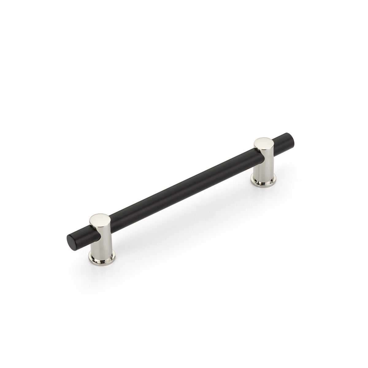 Matte Black and Polished Nickel "Fonce" Round T-Bar Cabinet Knobs and Drawer Pulls - Brass Cabinet Hardware