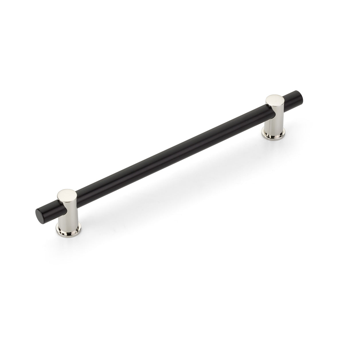 Matte Black and Polished Nickel "Fonce" Round T-Bar Cabinet Knobs and Drawer Pulls - Brass Cabinet Hardware