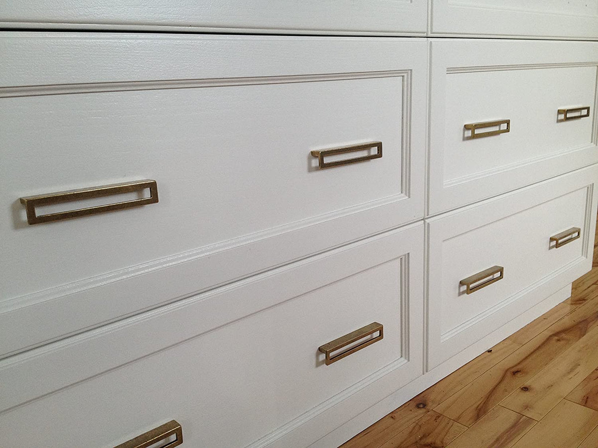 Linea Aged Brass Drawer Pulls - Cabinet Handles - Forge Hardware Studio