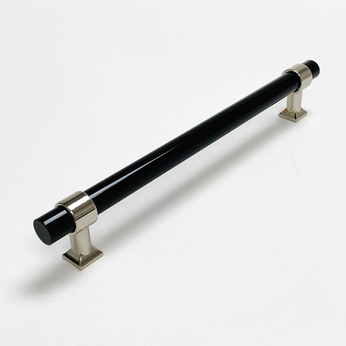 Black Lucite Polished Nickel "Nash" Drawer Pulls and Cabinet Knobs - Forge Hardware Studio