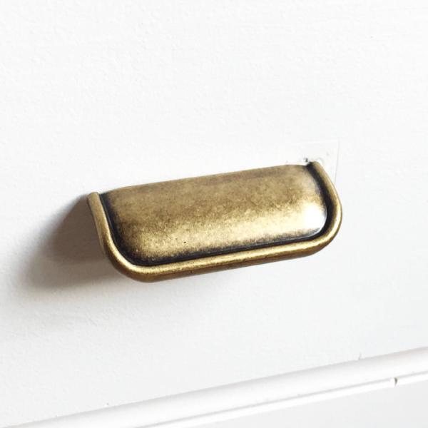 Tab Finger Drawer Pulls "Ella" in Antique Brass - Brass Cabinet Hardware