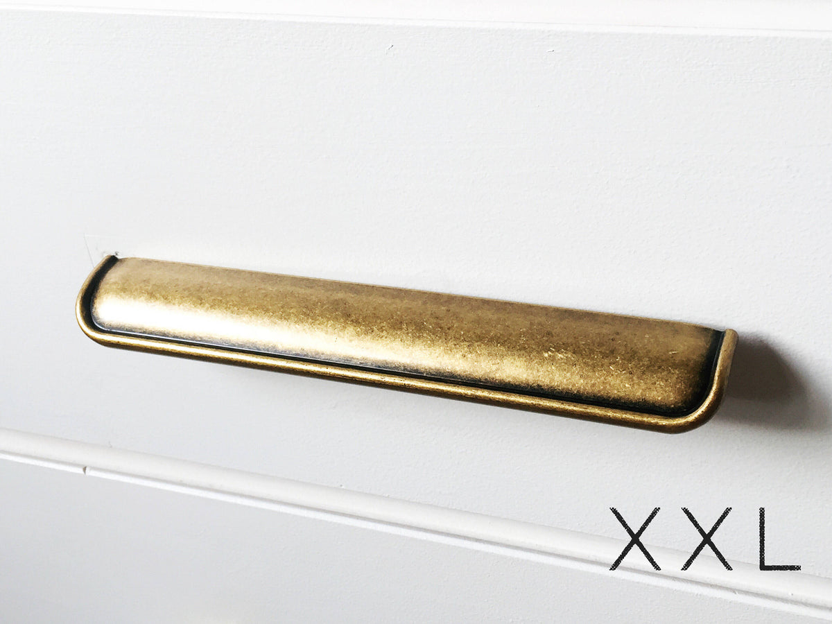 Tab Finger Drawer Pulls "Ella" in Antique Brass - Brass Cabinet Hardware