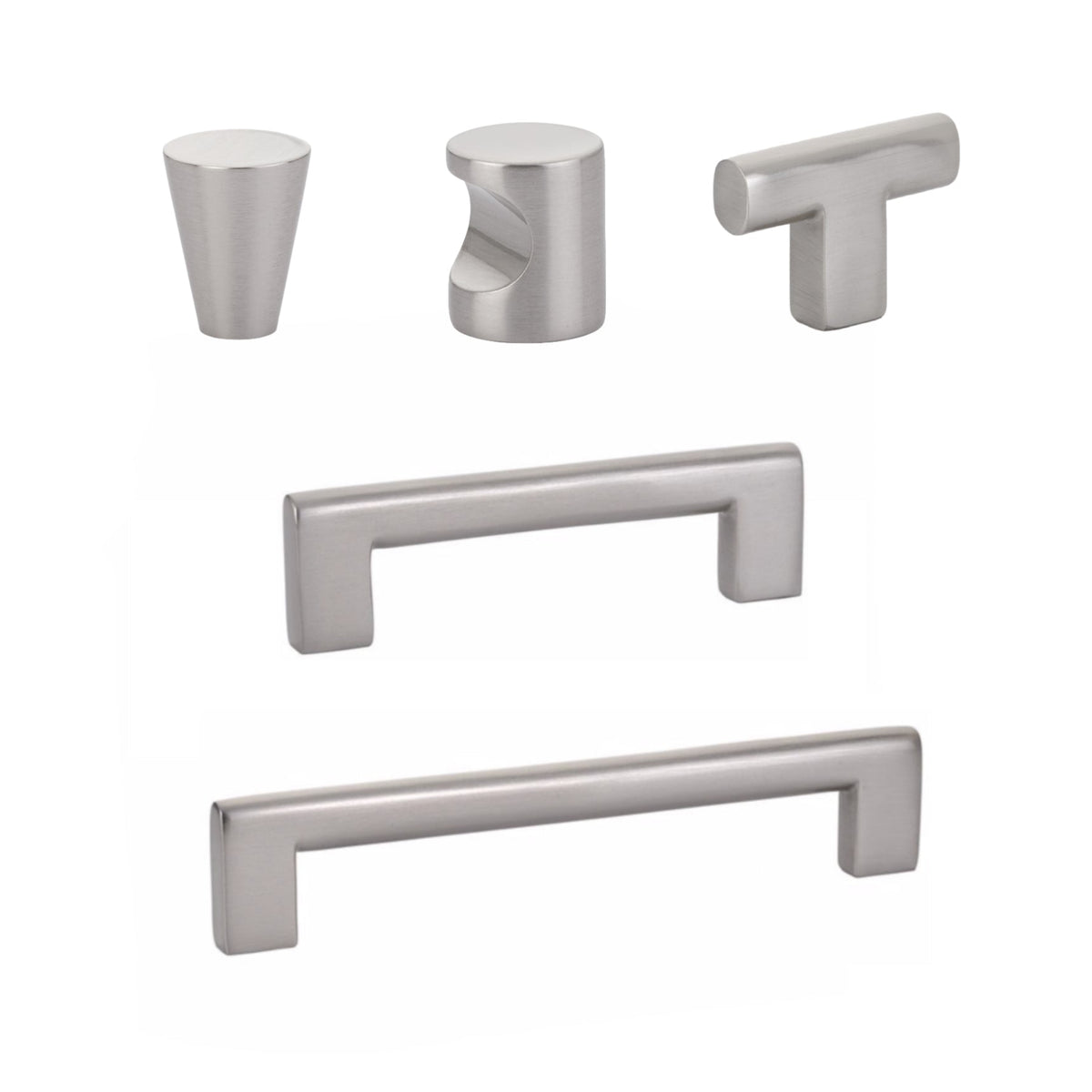 Satin Nickel "Luxe" Cabinet Knobs and Drawer Pulls - Forge Hardware Studio
