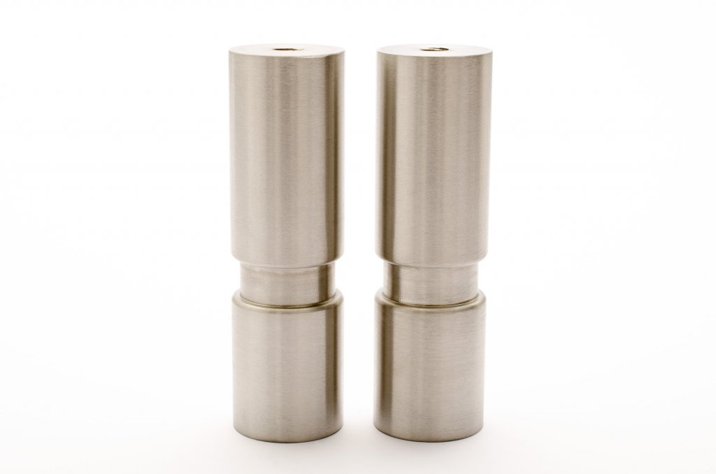 Set of 2- Mid-century Modern Furniture Legs - Replacement Legs in Brushed Nickel - Brass Cabinet Hardware