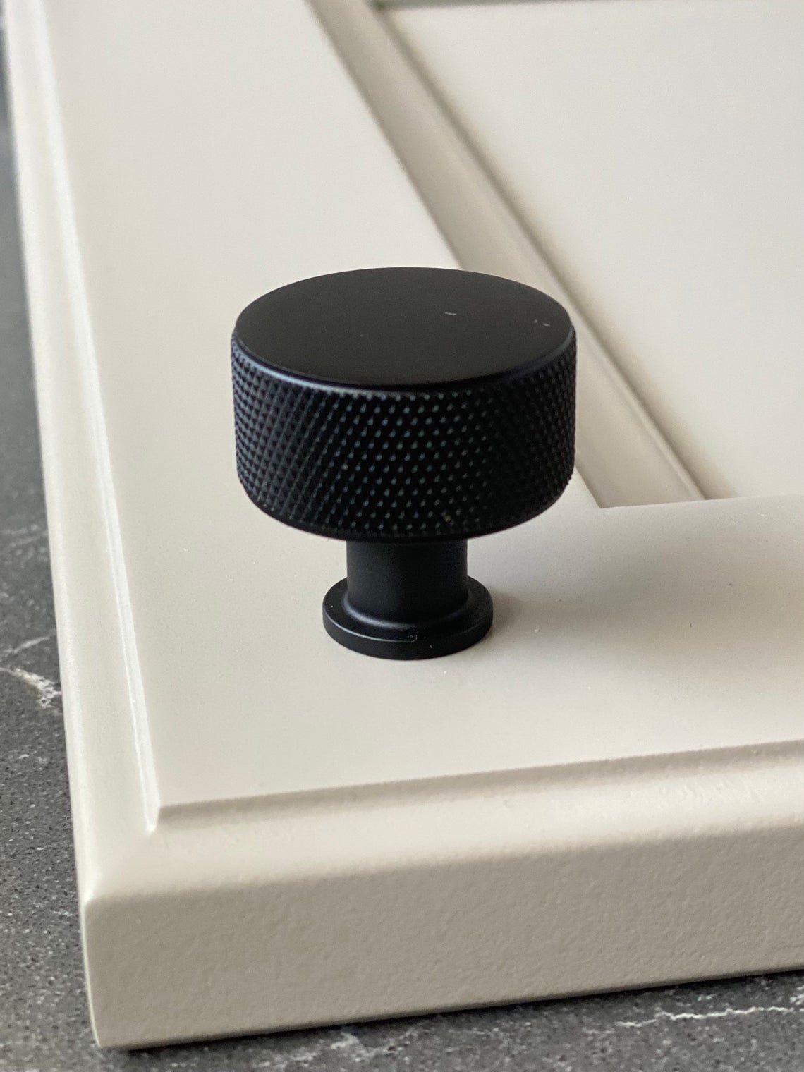 Knurled Round Knob "Texture" Cabinet Knob in Matte Black - Forge Hardware Studio