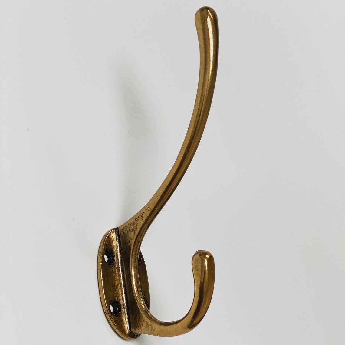 Antique Brass "Capri" Large Modern Wall Hat and Coat Hook - Forge Hardware Studio