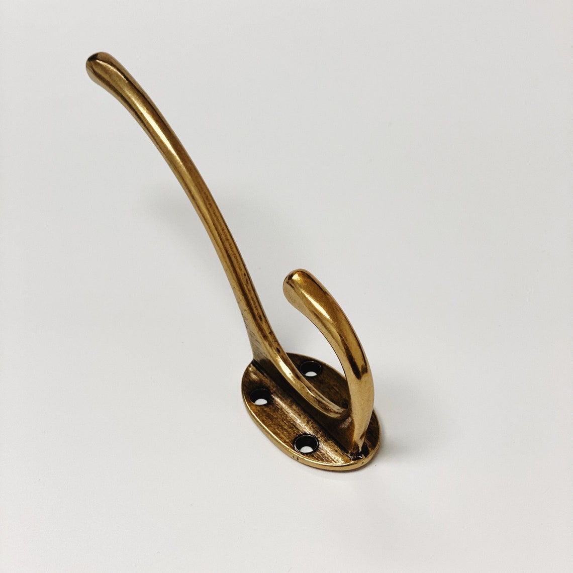 Antique Brass "Capri" Large Modern Wall Hat and Coat Hook - Forge Hardware Studio