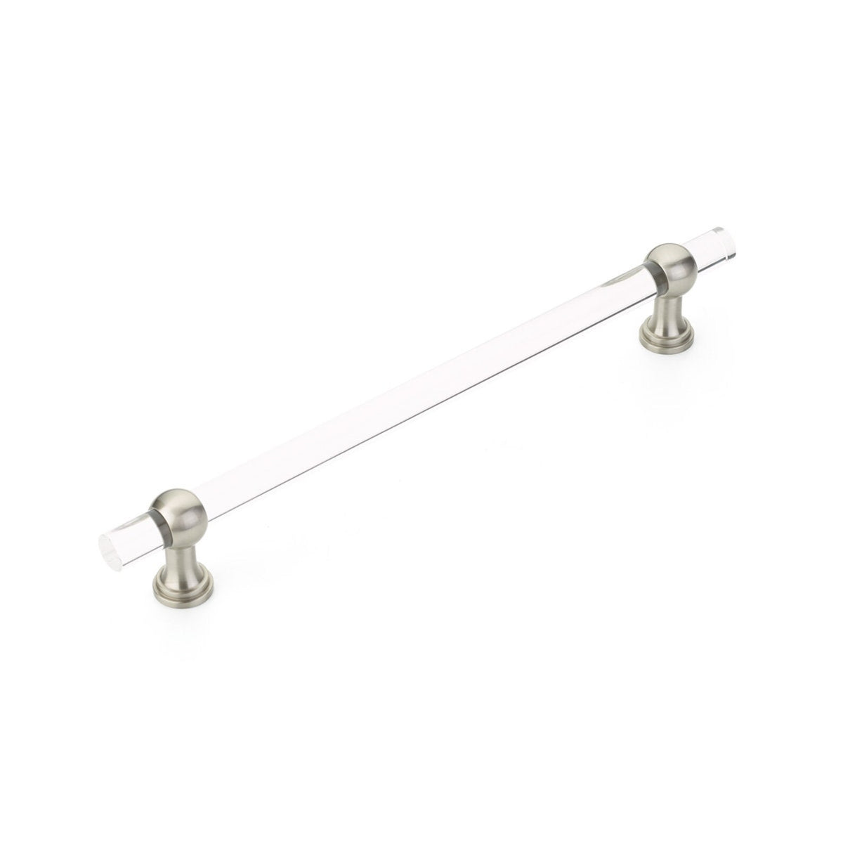 Satin Nickel and Lucite "Gleam" Cabinet Knobs and Drawer Pulls (Adjustable) - Forge Hardware Studio