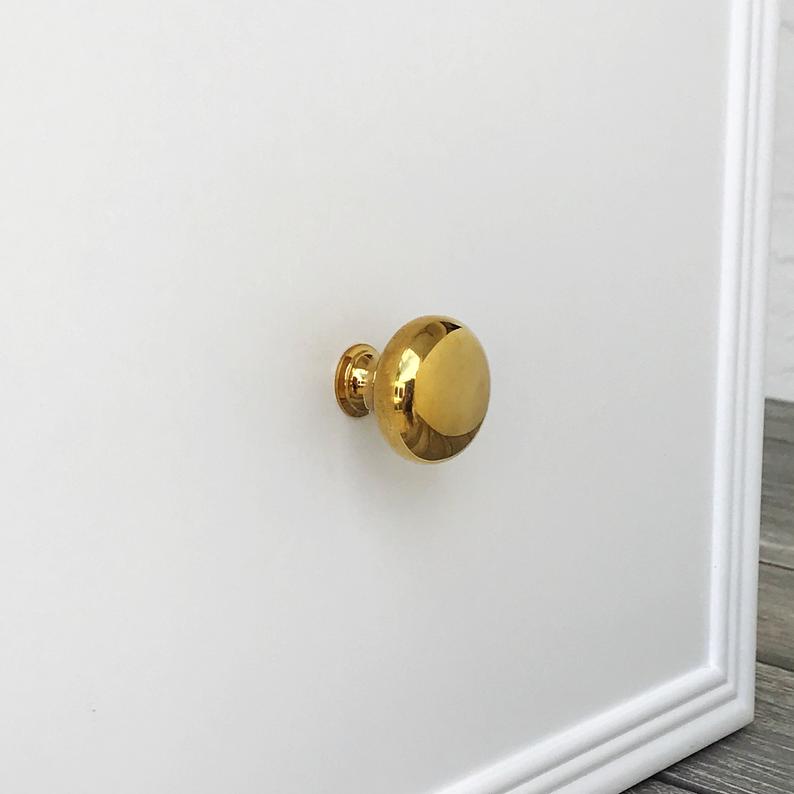 Unlacquered Brass "Eloise" Round Cabinet Knob - Kitchen Drawer Pull - Brass Cabinet Hardware