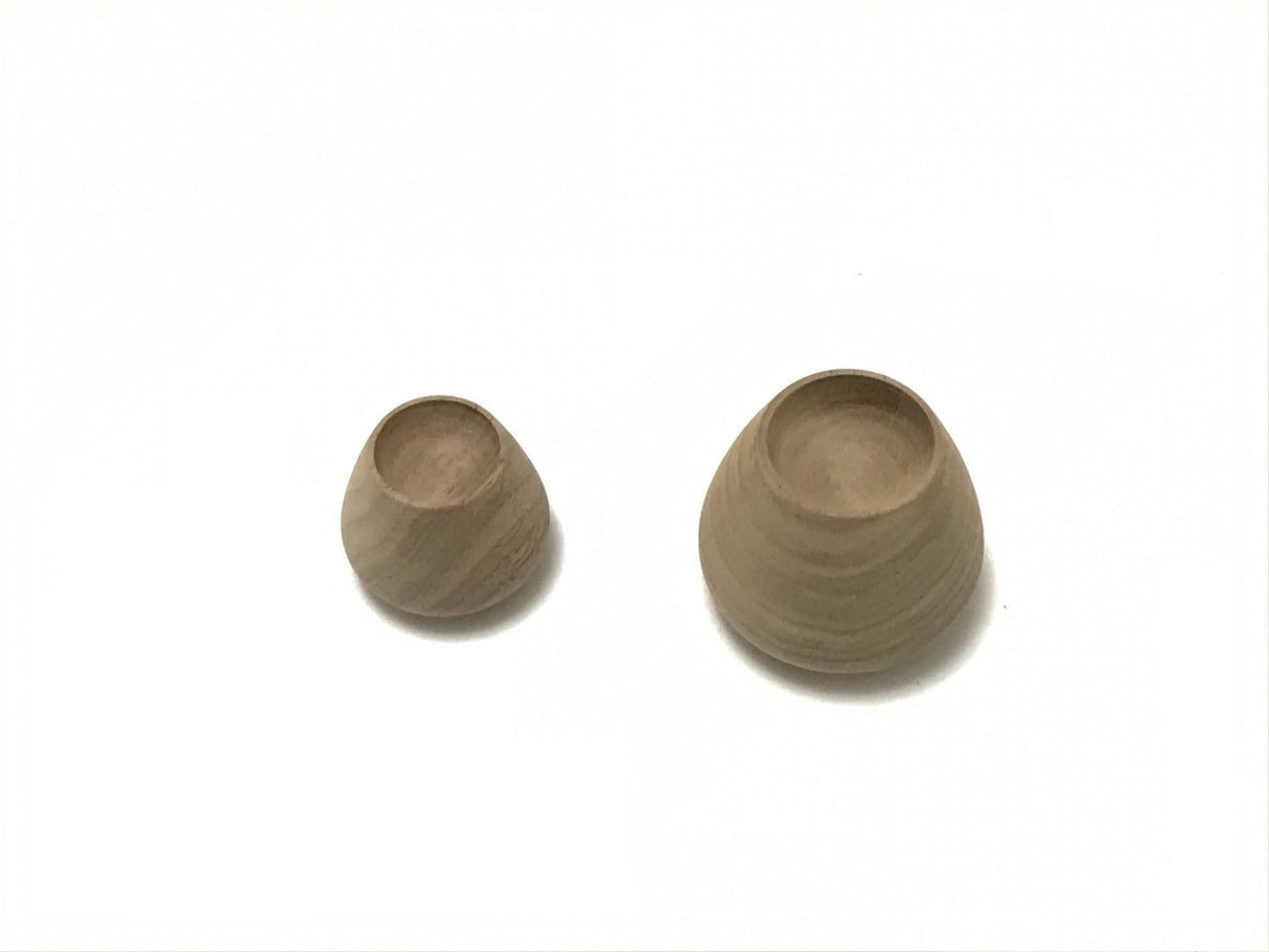 Walnut Mid-century Modern Wood Drawer Knobs - Brass Cabinet Hardware