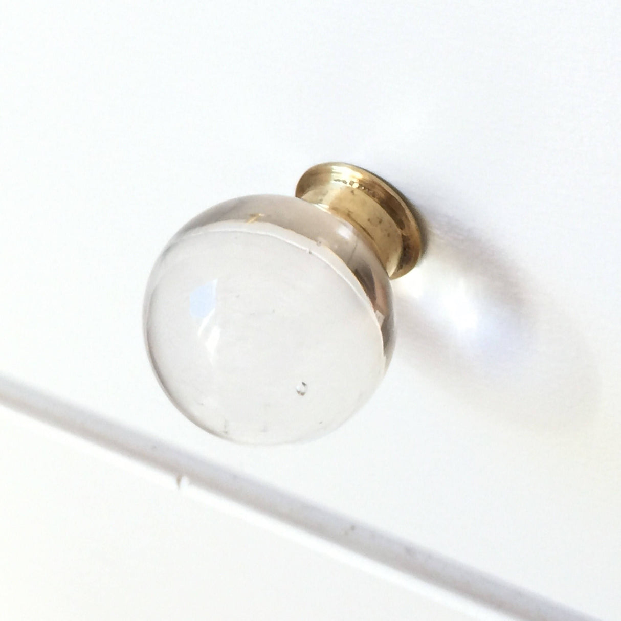 Round Glass and Brass Ball Drawer Knob - Brass Cabinet Hardware