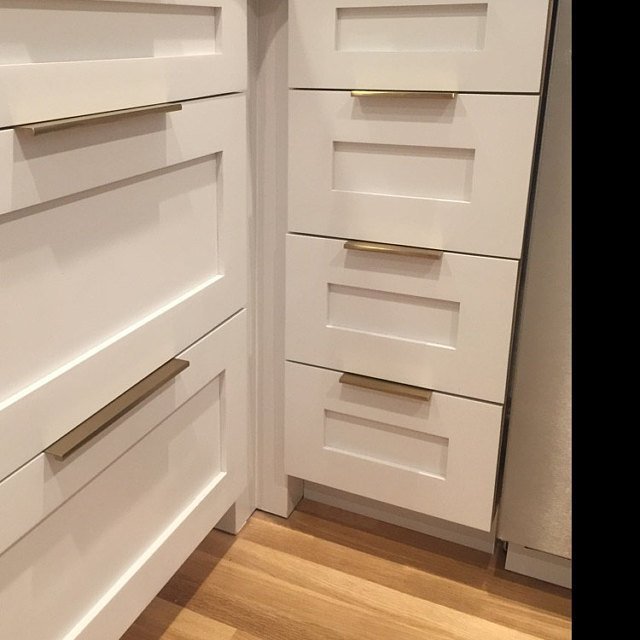 Dina Satin Brass Tab Finger Drawer Pulls in Various Sizes - Brass Cabinet Hardware