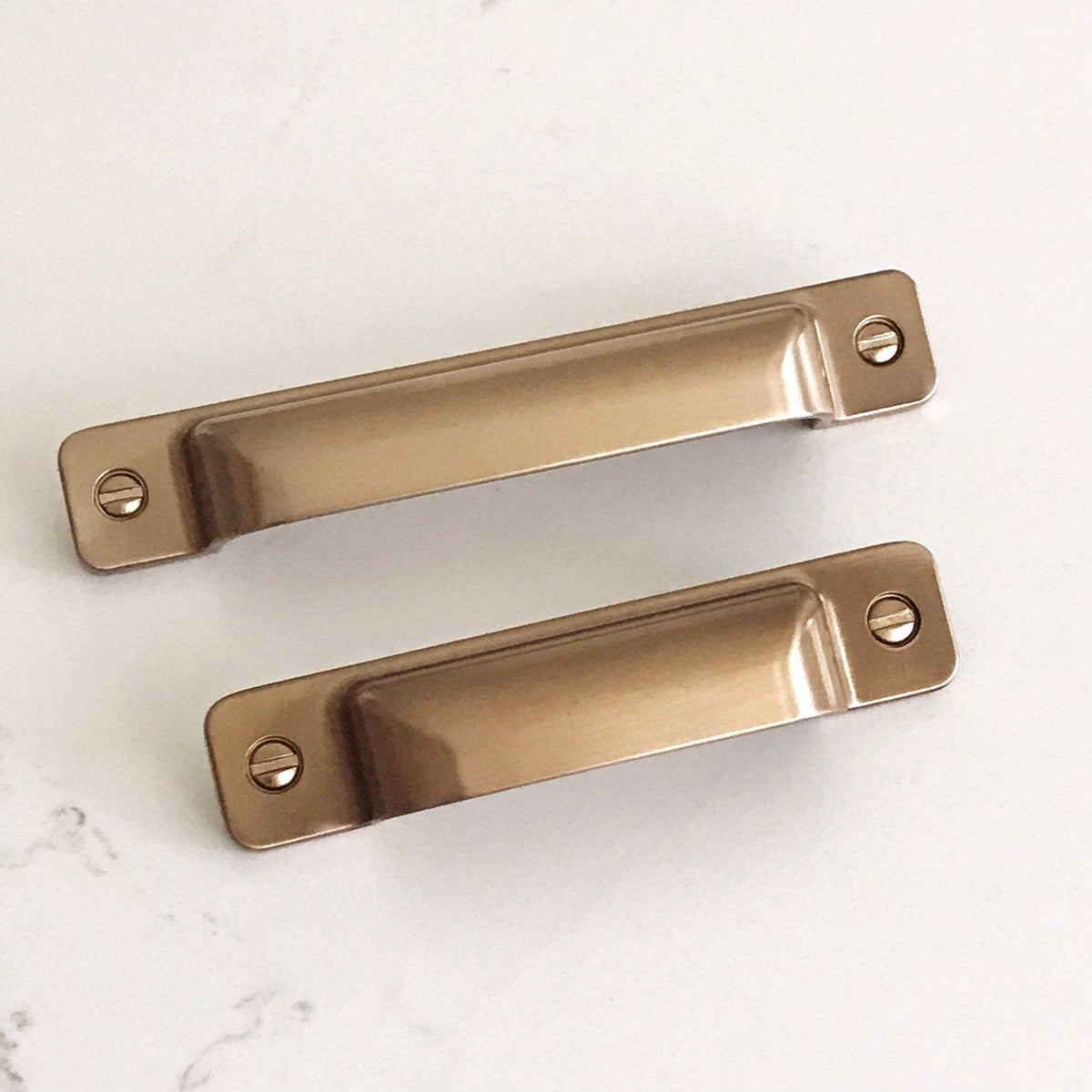 Square Cup Drawer Pulls in Champagne Bronze-Cabinet Handles - Brass Cabinet Hardware