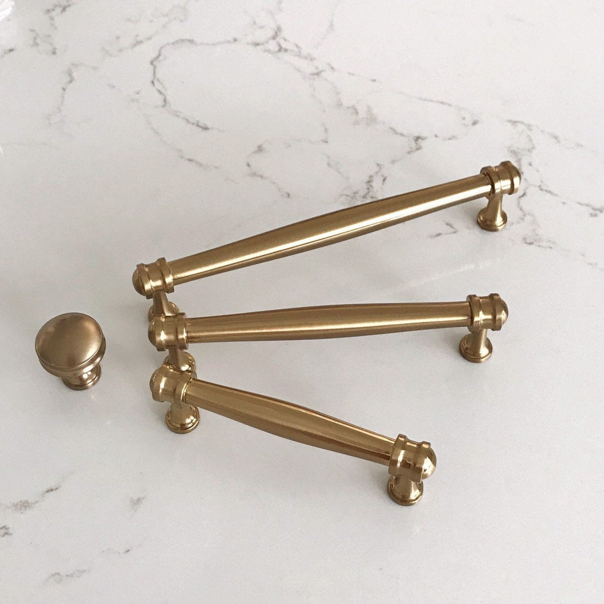 Champagne Bronze "Mist" Drawer Pulls and Knob - Brass Cabinet Hardware