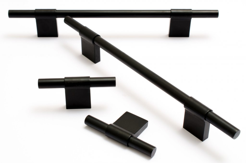 Line Matte Black Cabinet Knobs and Drawer Pulls - Brass Cabinet Hardware