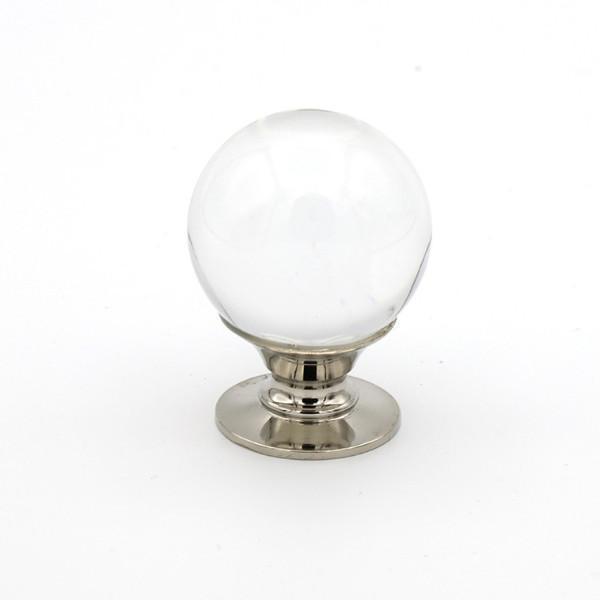 Polished Nickel and Lucite Ball Cabinet Knob - Brass Cabinet Hardware