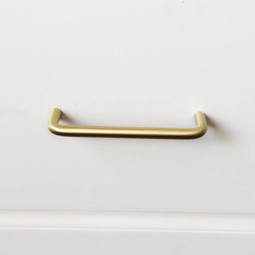 Wire Mid-Century "Peggy" Satin Brass Drawer Pulls - Brass Cabinet Hardware