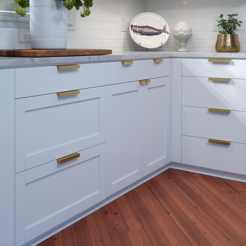 Satin Brass Edge "Summer" Tab Drawer Pulls - Brass Cabinet Hardware