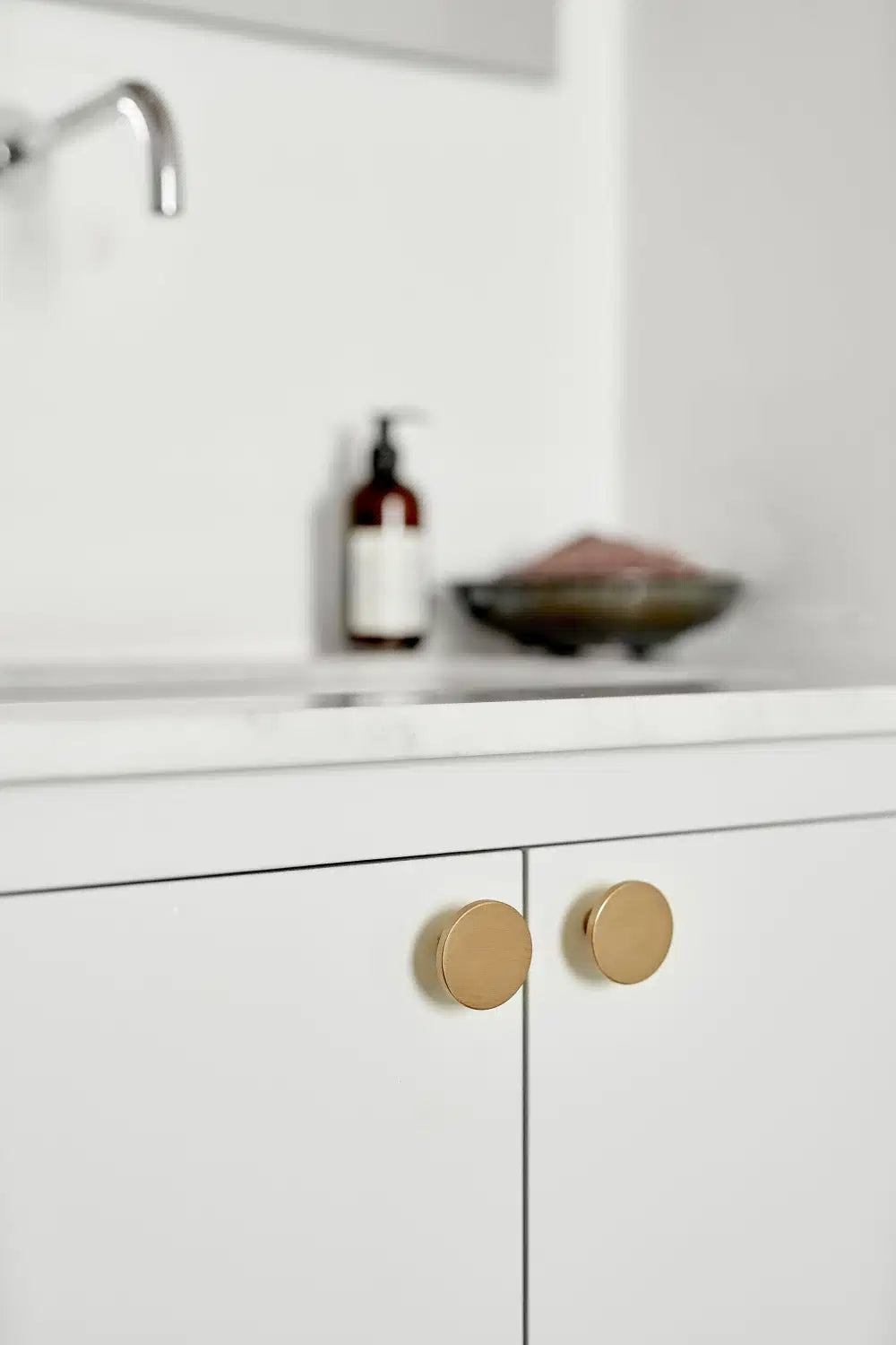 Brushed Bronze "Plato" Round Flat Cabinet Knob - Forge Hardware Studio