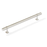 Polished nickel handle on a white background