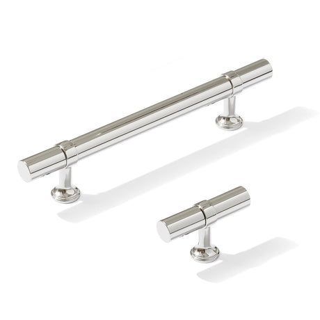 Smooth T-Bar "Contemporary" Polished Chrome Knobs and Pulls - Forge Hardware Studio
