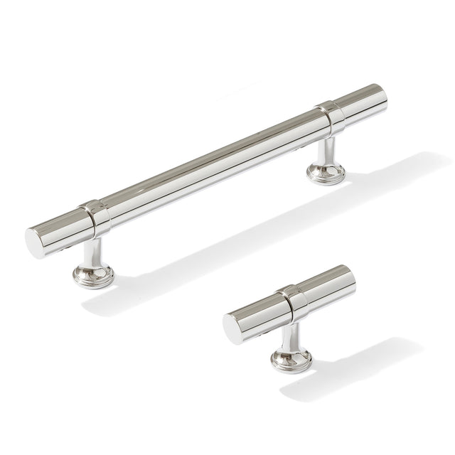 Smooth T-Bar "Contemporary" Polished Chrome Knobs and Pulls - Forge Hardware Studio