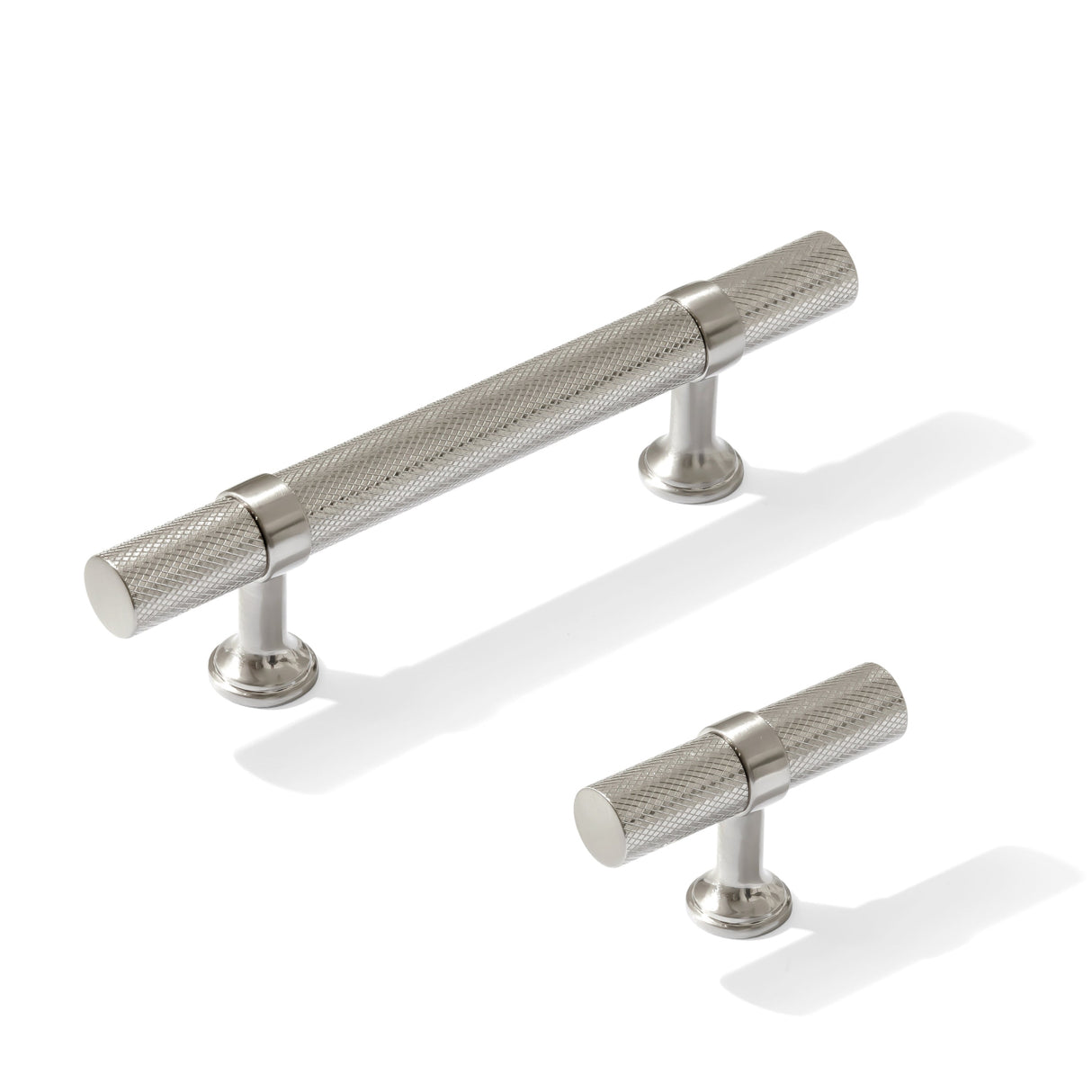 Knurled T-Bar "Contemporary" Satin Nickel Knobs and Pulls - Forge Hardware Studio