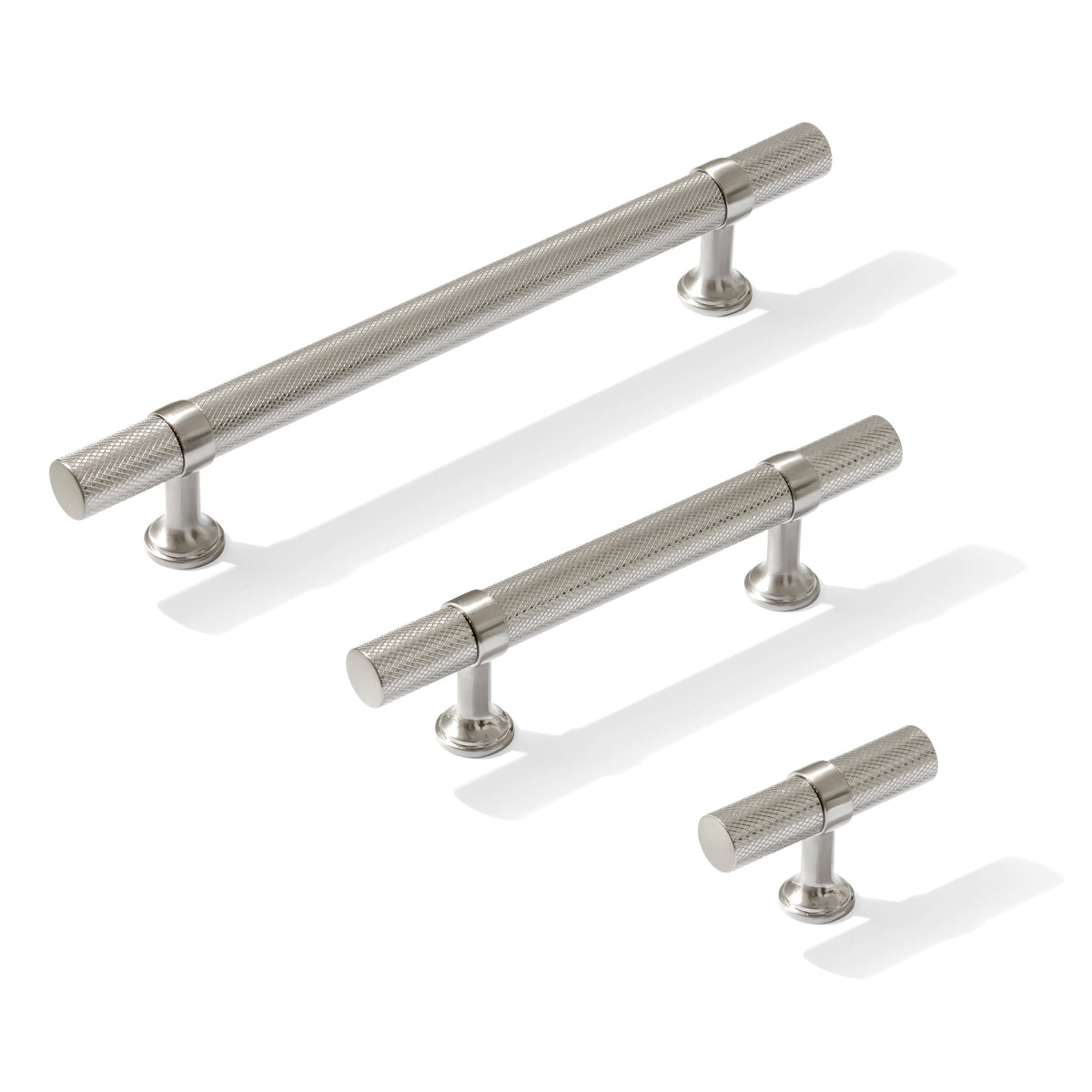 Knurled T-Bar "Contemporary" Satin Nickel Knobs and Pulls - Forge Hardware Studio