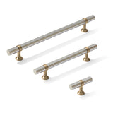 Smooth T-Bar "Contemporary" Champagne Bronze and Polished Nickel Knobs and Pulls - Forge Hardware Studio
