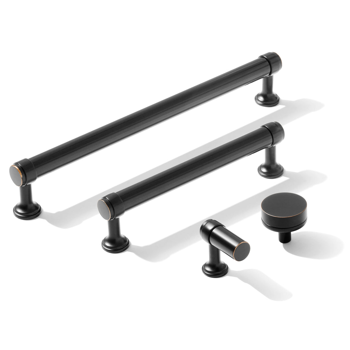 Smooth Oil Rubbed Bronze "Transitional" Cabinet Knobs and Drawer Pulls - Forge Hardware Studio