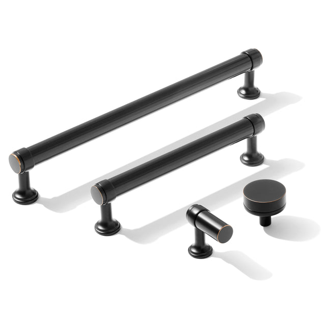 Smooth Oil Rubbed Bronze "Transitional" Cabinet Knobs and Drawer Pulls - Forge Hardware Studio