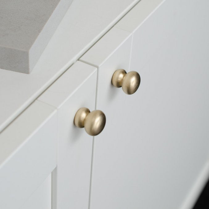 Round Brushed Brass "Buoy" Cabinet Knob - Forge Hardware Studio