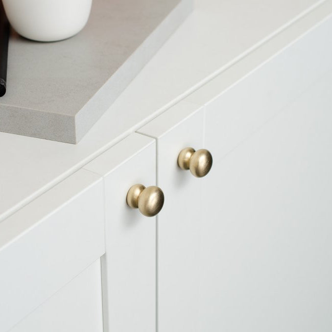 Round Brushed Brass "Buoy" Cabinet Knob - Forge Hardware Studio