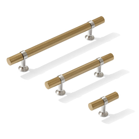 Knurled T-Bar "Contemporary" Satin Nickel and Champagne Bronze Knobs and Pulls - Forge Hardware Studio