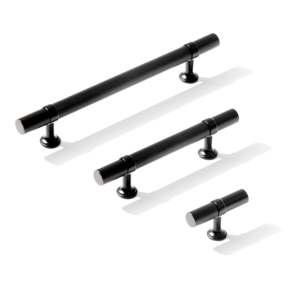 Knurled T-Bar "Contemporary" Oil Rubbed Bronze Knobs and Pulls - Forge Hardware Studio