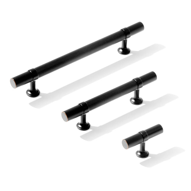 Knurled T-Bar "Contemporary" Oil Rubbed Bronze Knobs and Pulls - Forge Hardware Studio