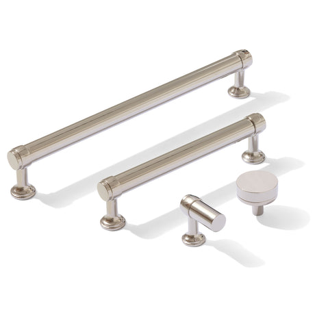 Smooth Polished Nickel "Transitional" Cabinet Knobs and Drawer Pulls - Forge Hardware Studio