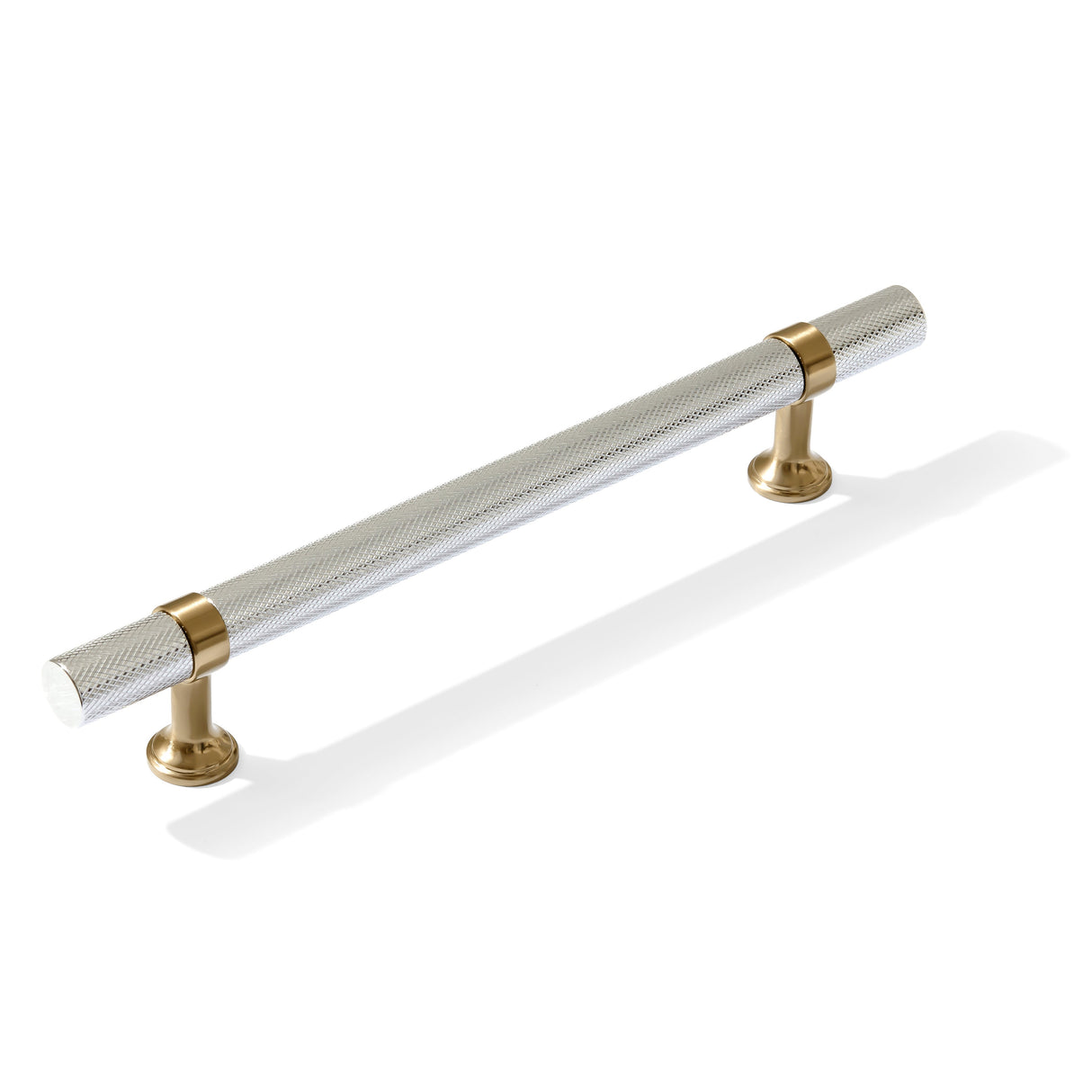 Knurled T-Bar "Contemporary" Champagne Bronze and Polished Chrome Knobs and Pulls - Forge Hardware Studio
