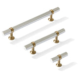 Knurled T-Bar "Contemporary" Champagne Bronze and Polished Chrome Knobs and Pulls - Forge Hardware Studio