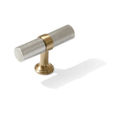 Knurled T-Bar "Contemporary" Champagne Bronze and Satin Nickel Knobs and Pulls - Forge Hardware Studio