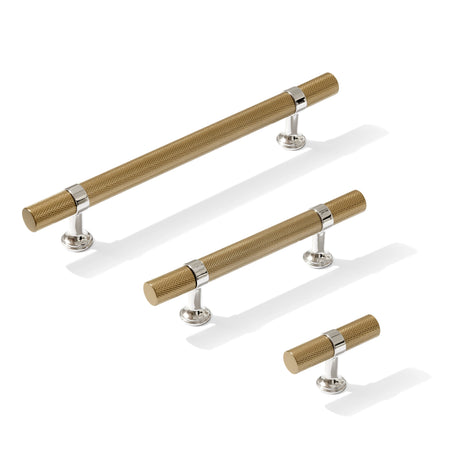 Knurled T-Bar "Contemporary" Polished Nickel and Champagne Bronze Knobs and Pulls - Forge Hardware Studio