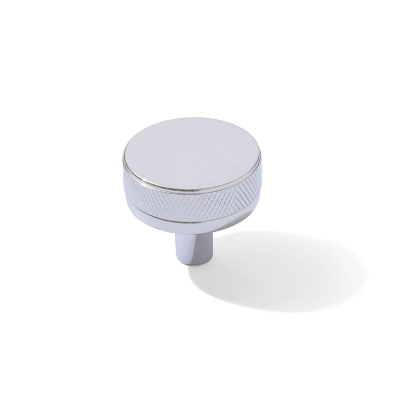 Knurled Polished Chrome "Transitional" Cabinet Knobs and Drawer Pulls - Forge Hardware Studio