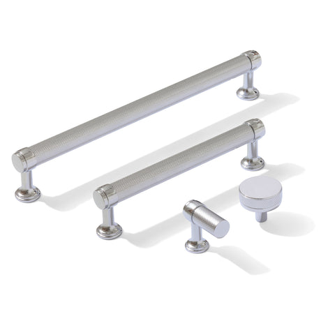 Knurled Polished Chrome "Transitional" Cabinet Knobs and Drawer Pulls - Forge Hardware Studio