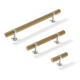 Knurled T-Bar "Contemporary" Polished Chrome and Champagne Bronze Knobs and Pulls - Forge Hardware Studio