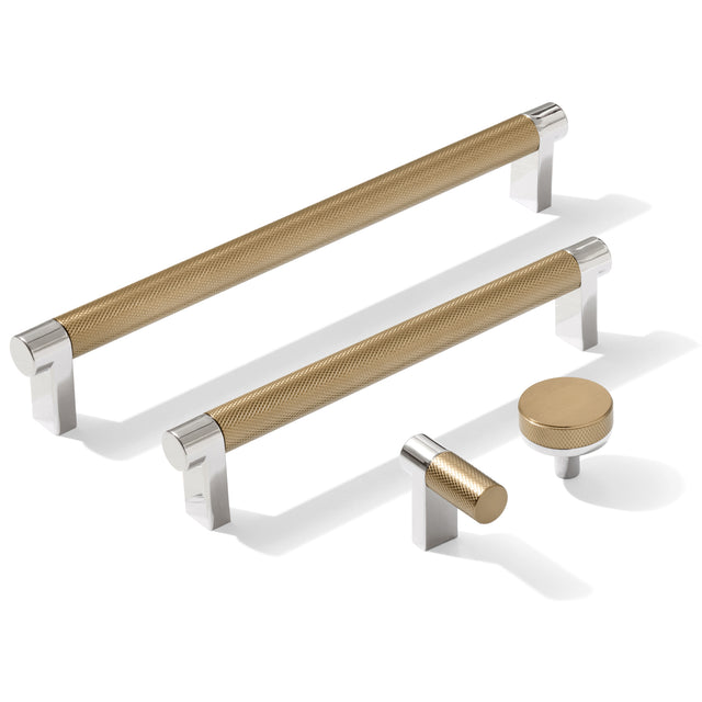 Knurled Polished Chrome and Champagne Bronze Knobs and Pulls - Forge Hardware Studio